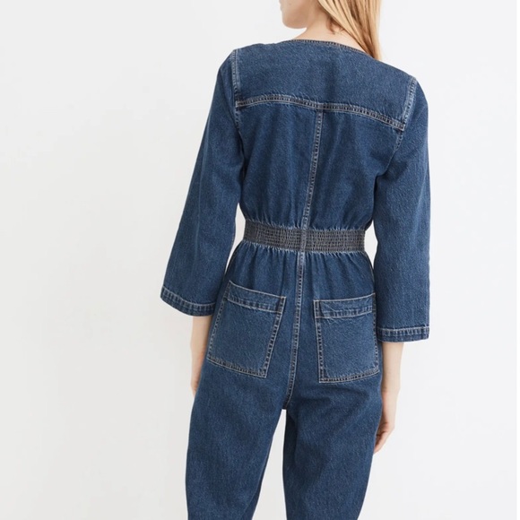 Patch Pocket Denim Zip Up Jumpsuit - Picture 4 of 8